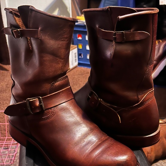 10.5 rust brown leather engineer boots made in the USA Frye boots - Picture 7 of 8
